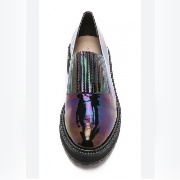 Loeffler Randall Ria Black Iridescent Leather Slip-On Loafer Sz 8 - Picture 3 of 11